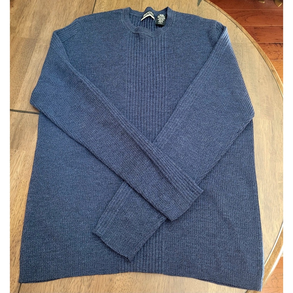 Brandini Sweater Mens Large Woolmark 100% Fine Merino Wool DarkBlue Knit Romania